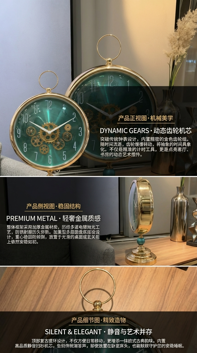 PVC 轻奢机械闹钟时钟详情2