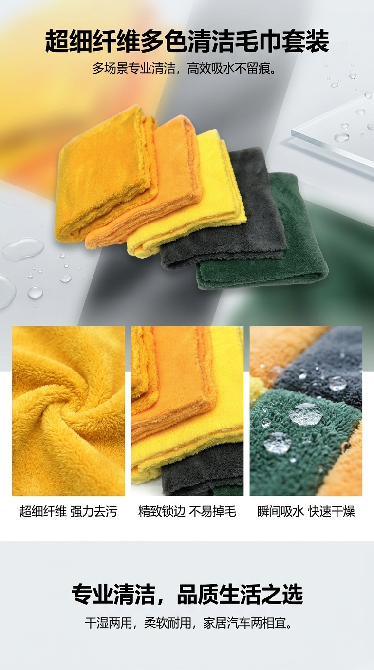Automotive microfiber towels, specially designed for car drying, cleaning, detail care and polishing, are made of soft and borderless microfiber fabric pic 1