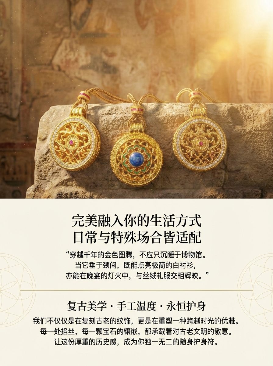 Gold gold-encrusted silver moissanite inlaid pendant, hand-carved and hollowed-out dragon pattern Thangka jewelry, silver accessory for women pic 4