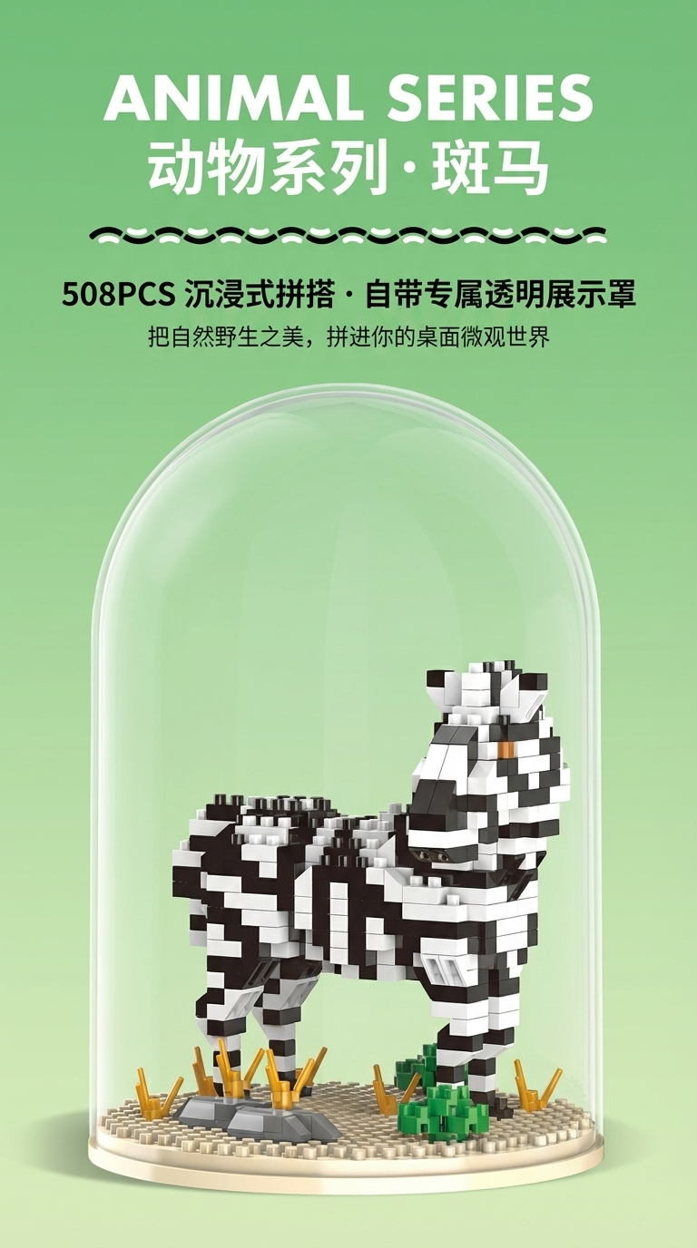 兼容乐高串联微小颗粒积木儿童益智玩具小礼品工厂批发斑马详情1