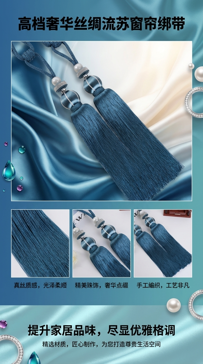 窗帘挂钩挂球绑球绑带绑绳客卧室窗帘装饰吊穗流苏简约轻奢详情1