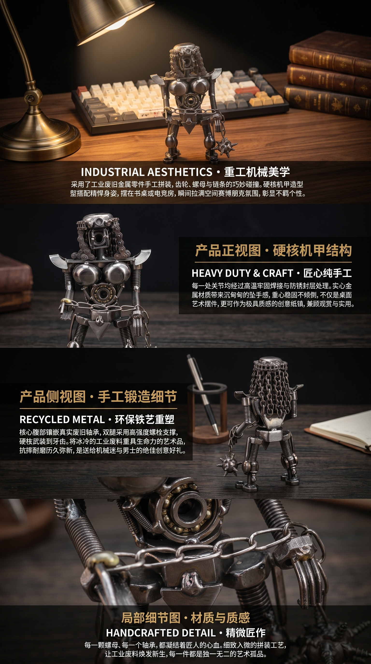 金属机器人造型艺术品雕塑摆件创意装饰品家居艺术收藏品143514788详情2