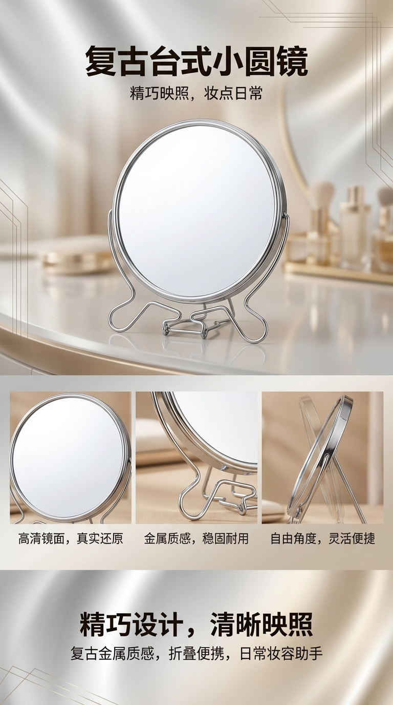 7-inch round iron-edge mirror, daily necessities wholesale, foreign trade, beauty mirror pic 1