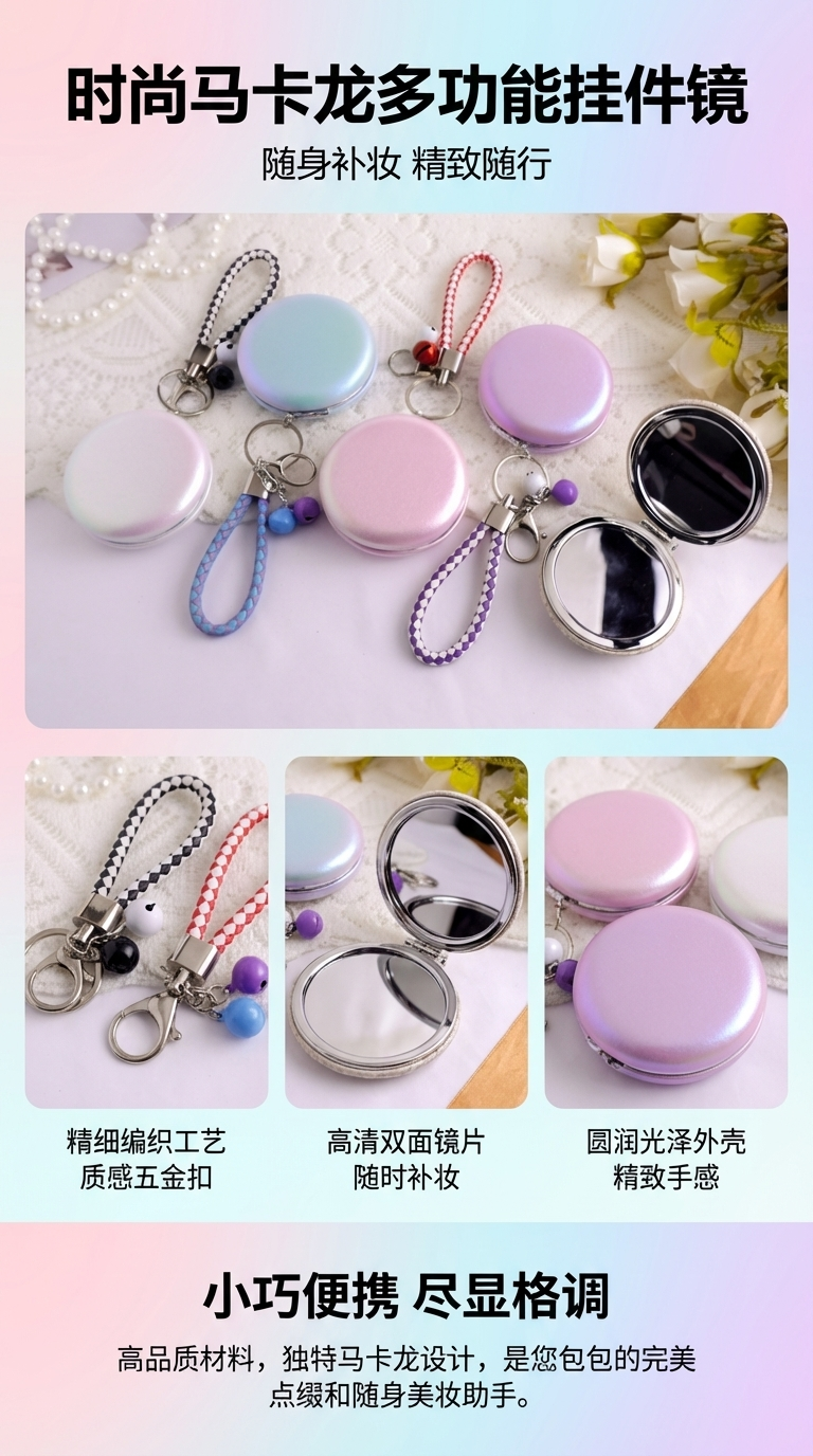 Mini portable small mirror, bread mirror, jewelry box, makeup mirror, high-definition anti-fog mirror, home beauty mirror pic 1