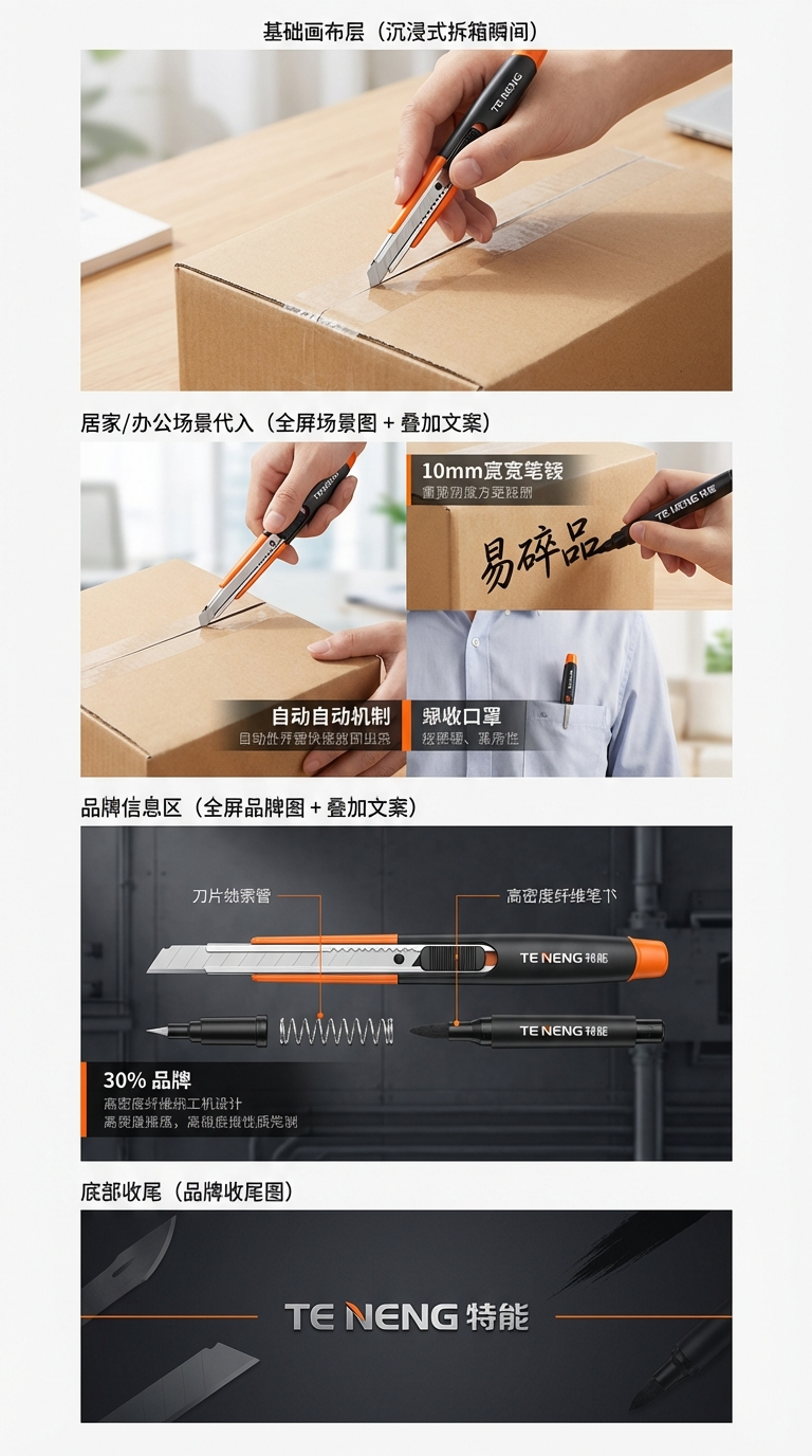 双头工具笔油性记号笔开箱刀平头纸箱编织袋书写详情3