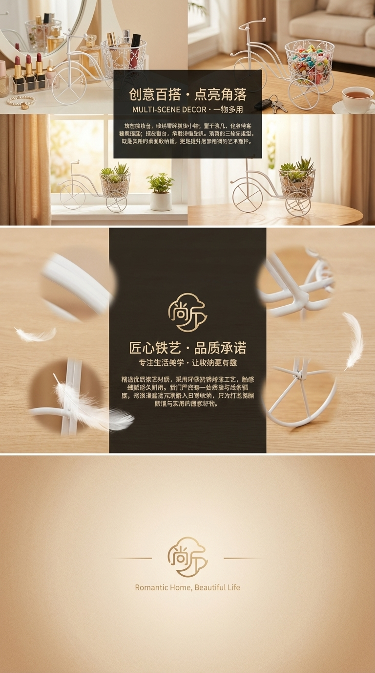 竹编工艺品移动折叠花车仿真花盆景手指海胆花篮仿真花盆景移动折叠花车花篮详情3