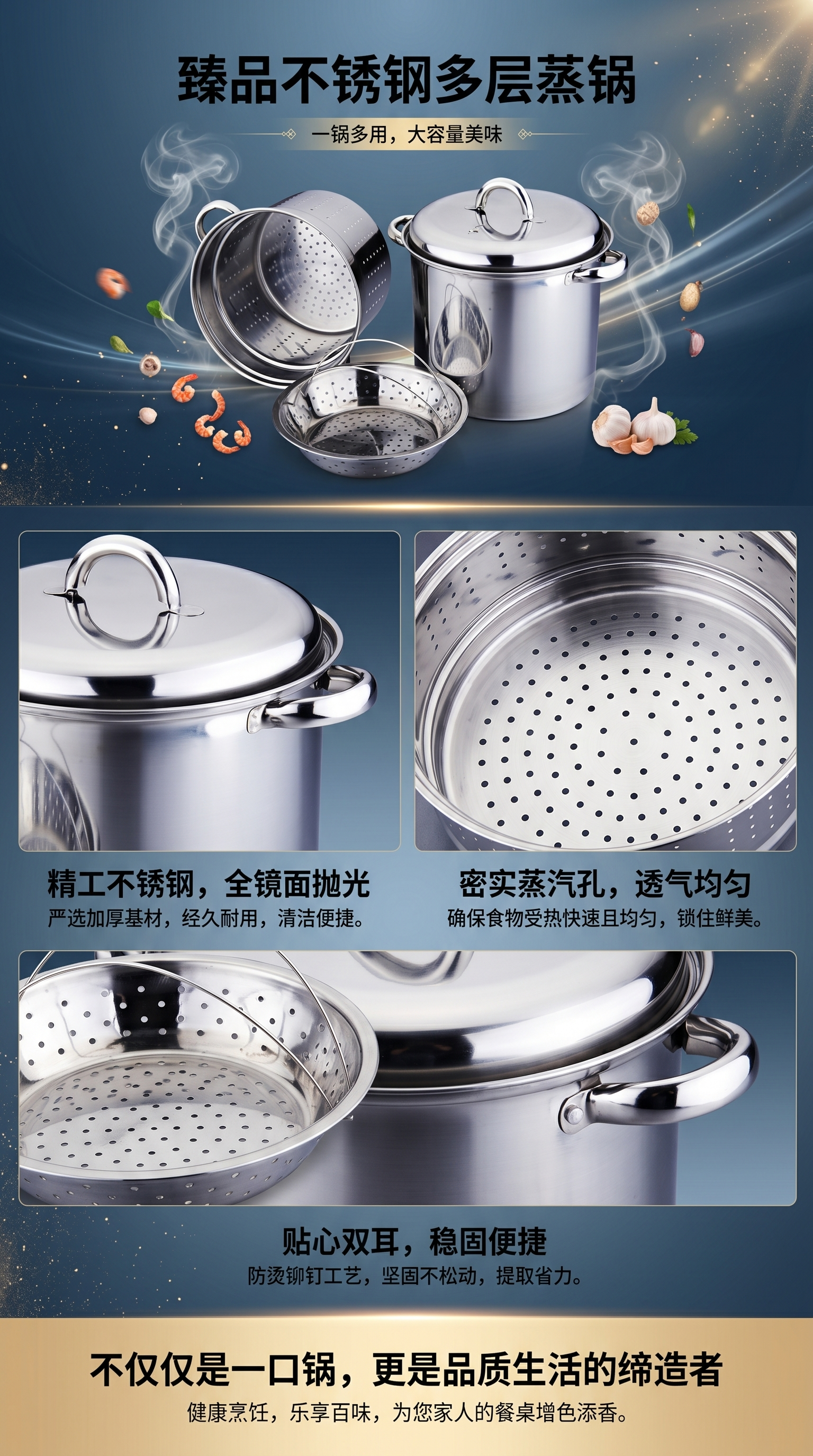 不锈钢意粉锅，意粉锅日用百货锅具厨房用品详情1