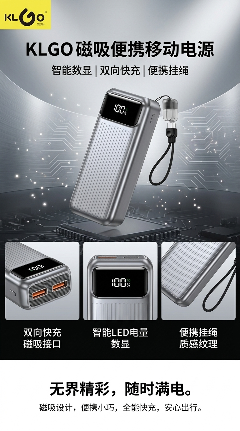 便携式充电宝10000毫安时大容量快充移动电源详情1