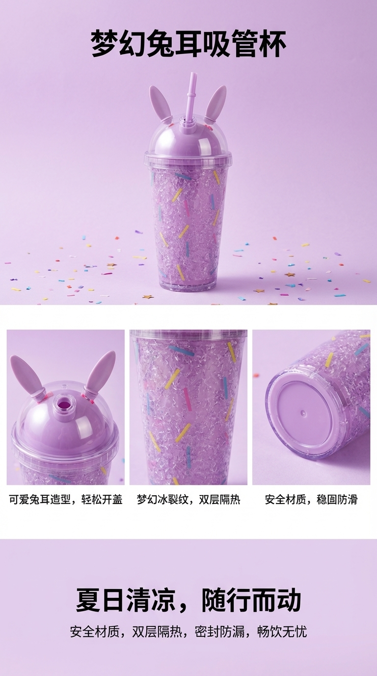 塑料吸管杯冰杯通用款便携防漏杯盖密封盖详情1