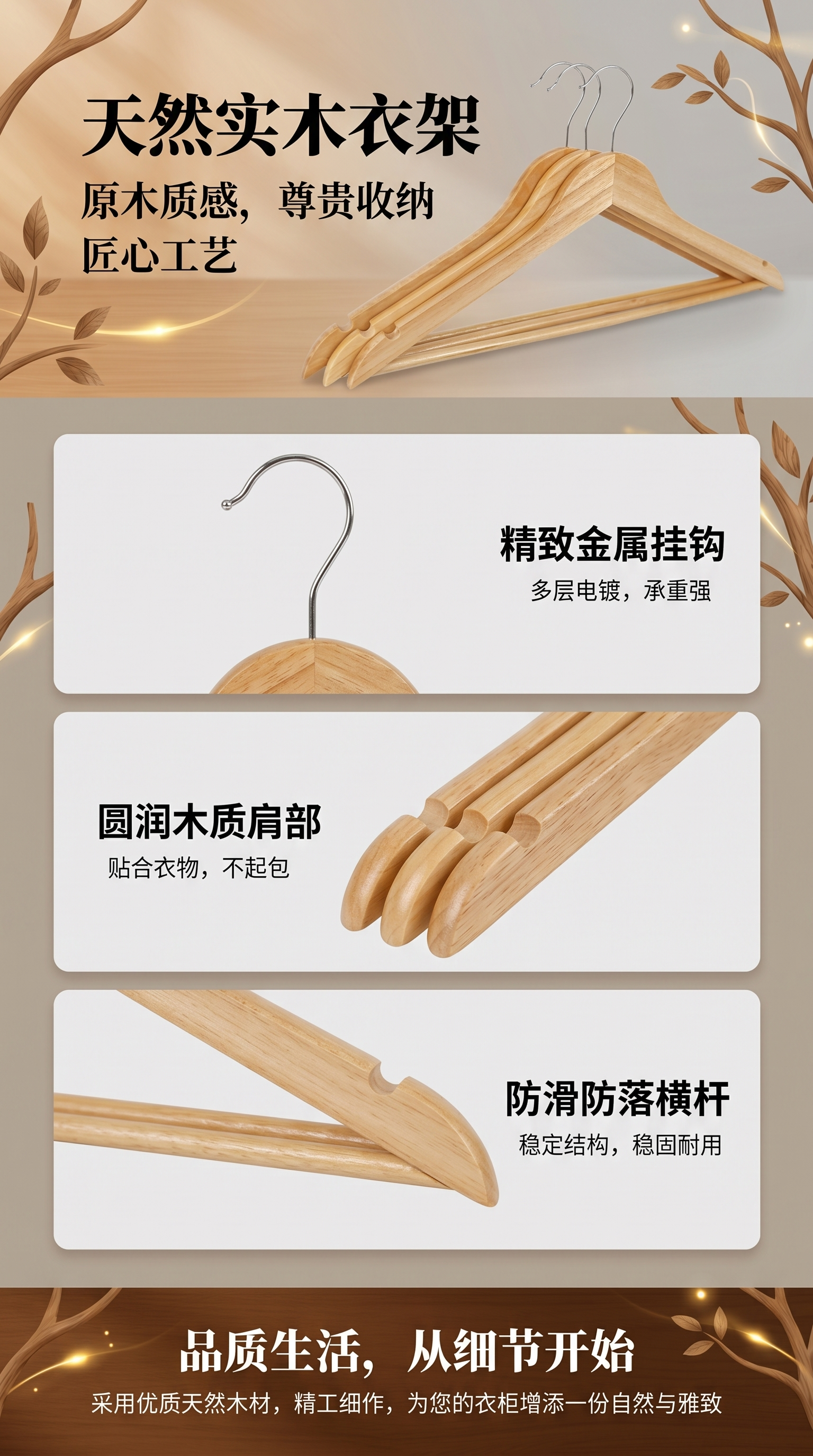 木质西装衣架儿童衣架圆形裤架衣服架子18cm详情1