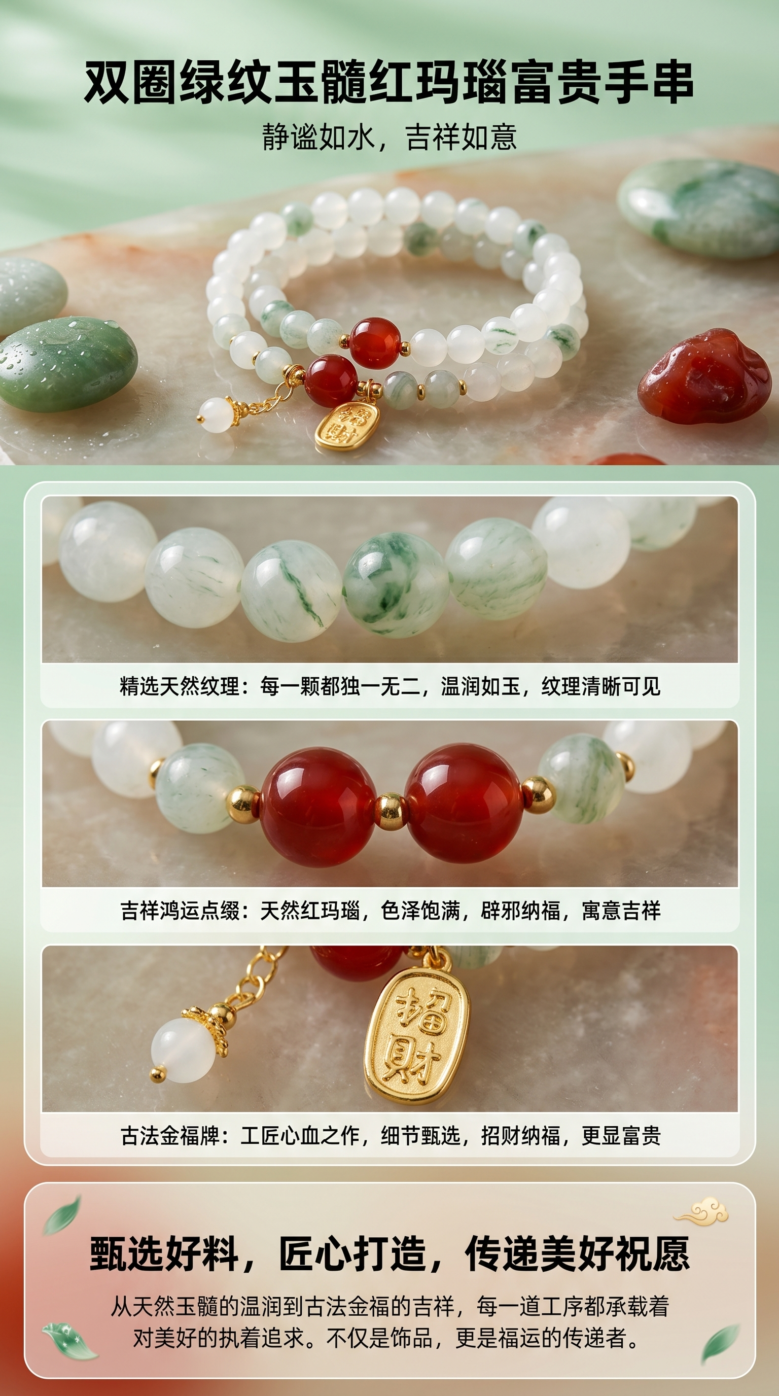 天山翠双圈手链高级感手串品批发详情1