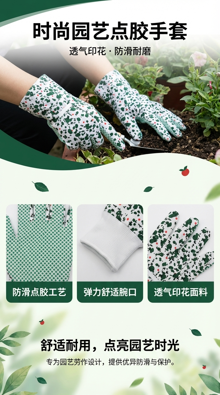 成人儿童款园林劳保工具手套 花园园艺帆布点胶手套详情1