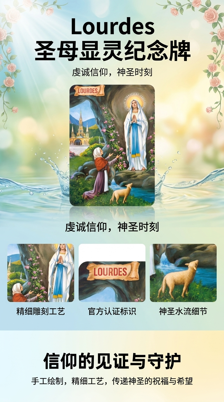圣母玛利亚伯尔纳德卢尔德显现宗教画作装饰画详情1
