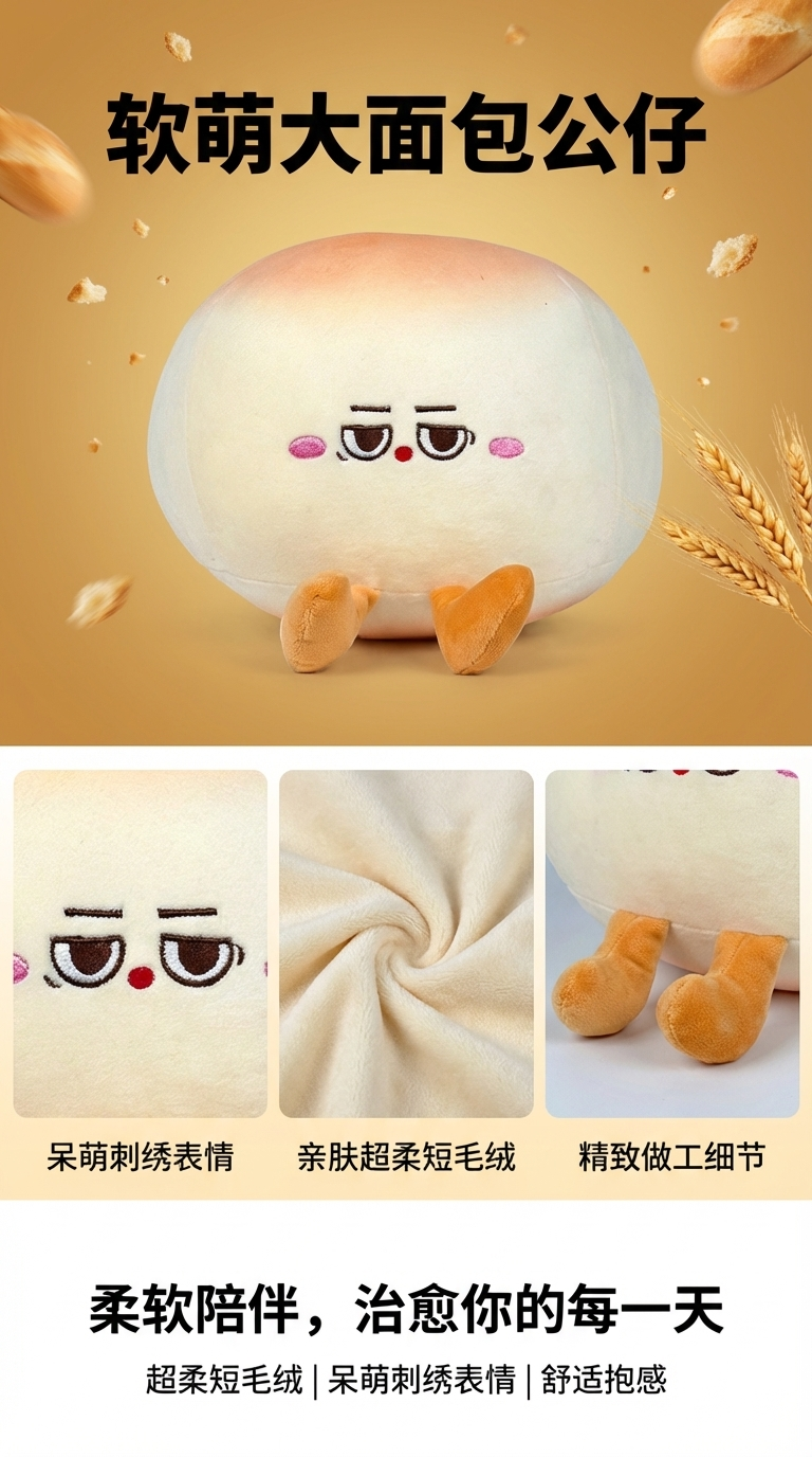 八寸抓机娃娃馒头仔毛绒玩具结婚抛洒玩偶女生礼物娃娃机公仔批发详情1