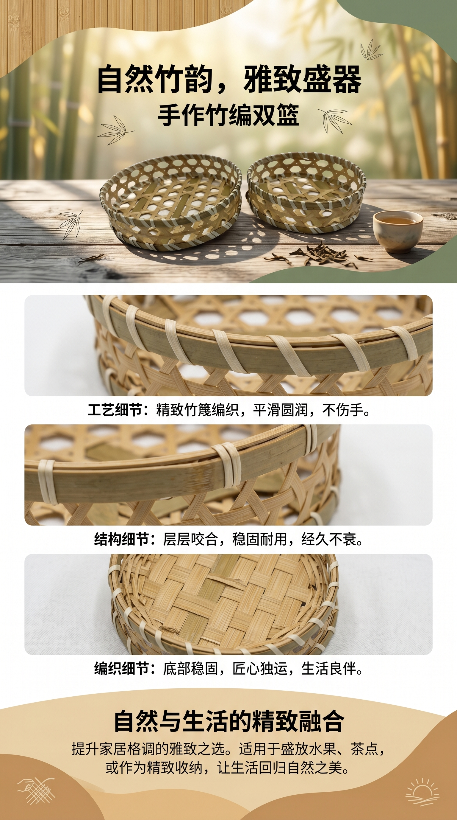 金色藤编编织篮子狗窝猫窝收纳发圈多用篮详情1