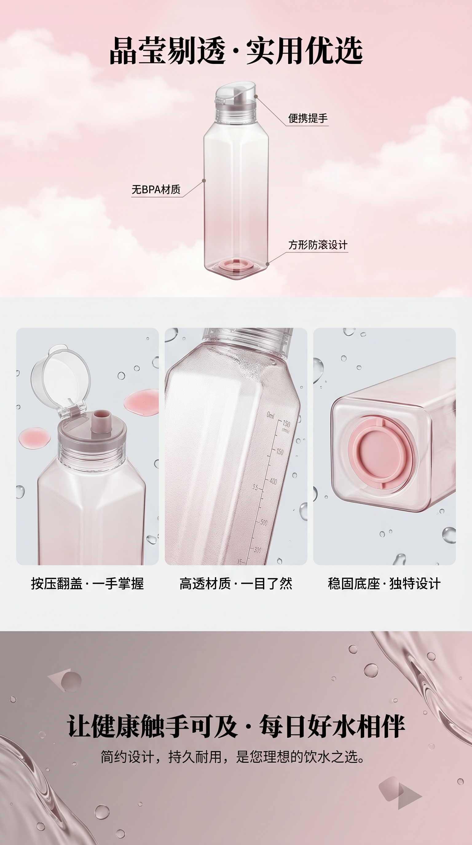 透明塑料瓶 空瓶 无盖 可重复使用 家用收纳瓶详情1