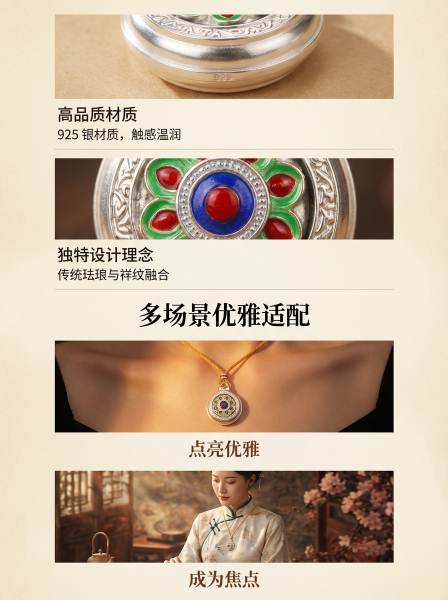 Electric white 999 pure silver enamel color flexible and openable chain set pic 3