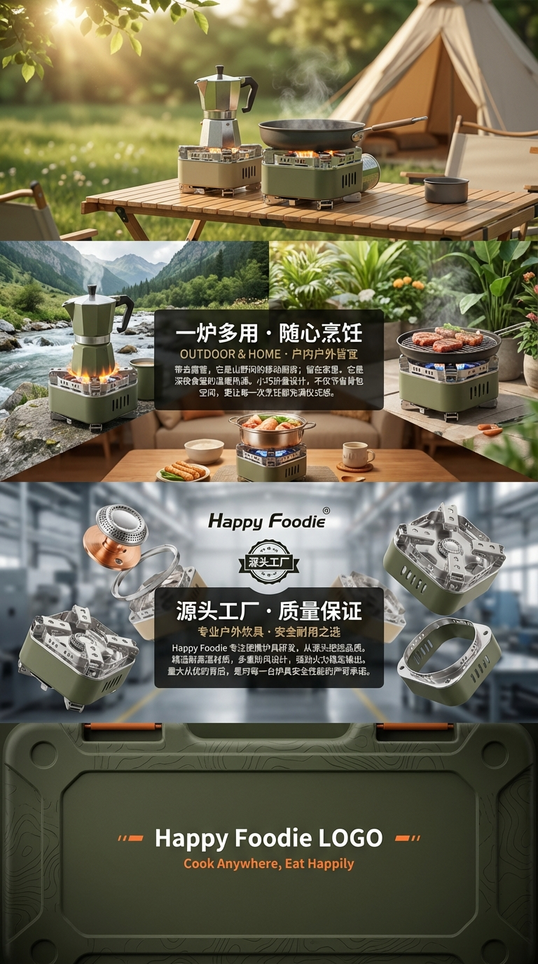 SF-HW-03 五芯卡式炉户外野营炉具烧水煮茶炉头便携露营炊具煤气燃气灶黑色详情3