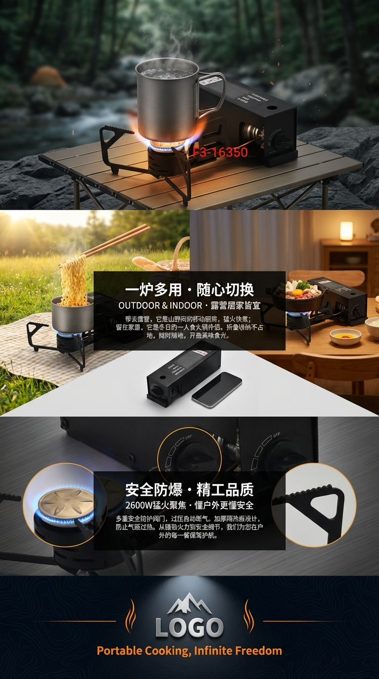 Portable folding gas stove for outdoor camping, mini portable gas stove for camping, all-copper burner cap, original factory pic 3