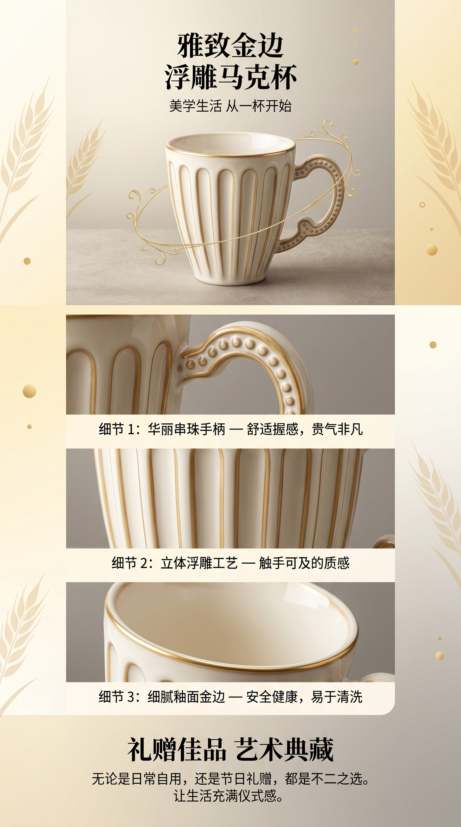 陶瓷杯 釉下彩工艺马克杯 家用办公水杯 茶杯 咖啡杯详情1