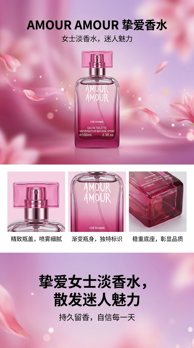 AMOUR AMOUR香水瓶 优雅设计香氛瓶装 精致收纳瓶详情1