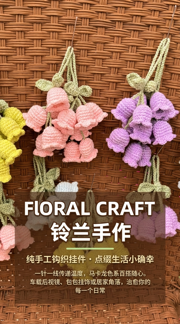 新款钩织娃娃线挂件铃兰花多色钥匙扣车挂包包挂件创意少女款礼物详情1