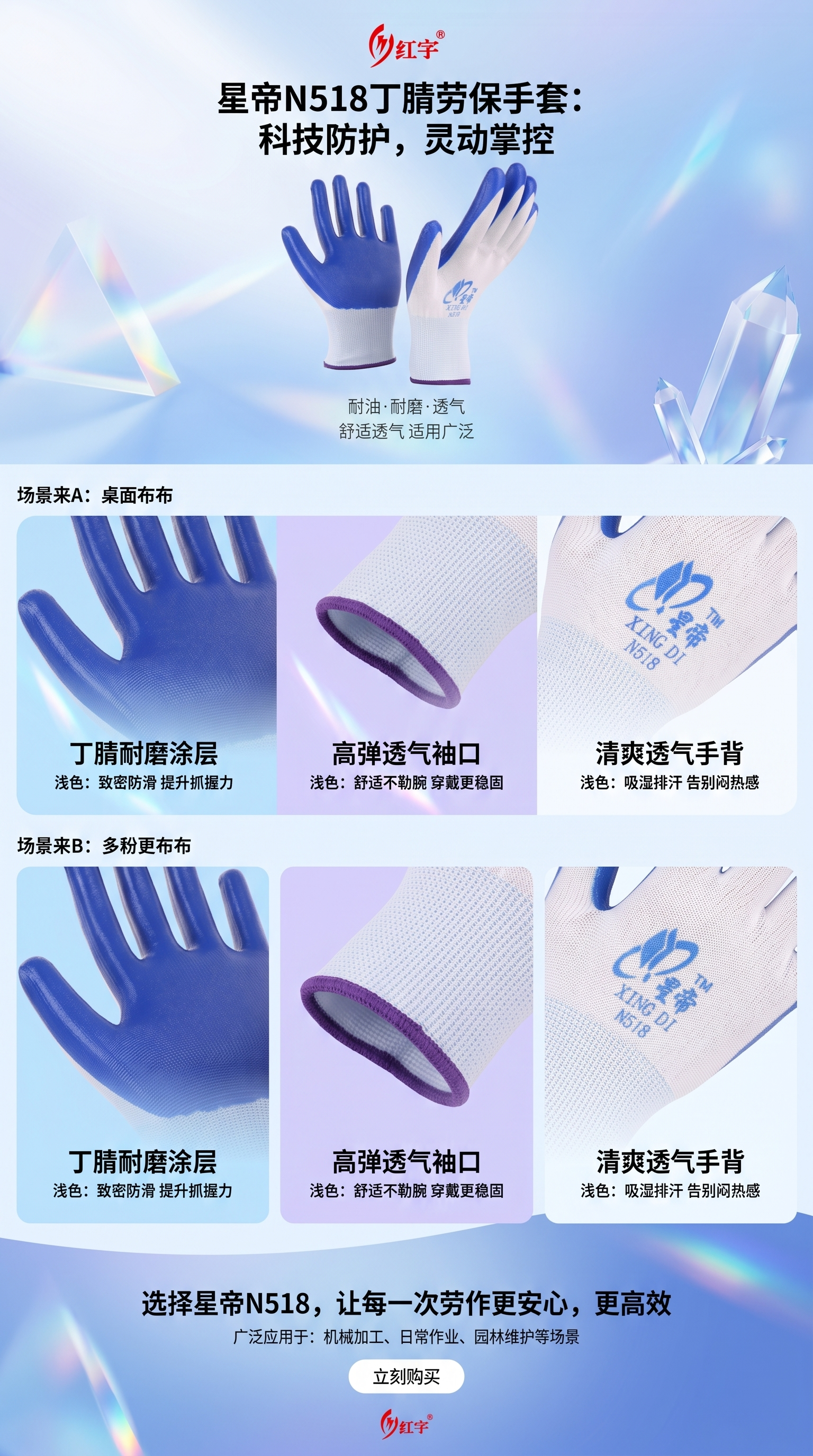 防护手套 加厚防滑耐磨劳保手套劳保手套防护手套详情1