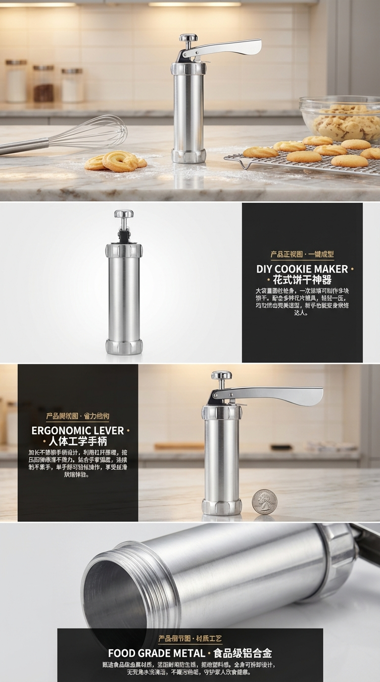 Cookie gun, extrusion cookie machine, aluminum alloy cream piping gun, extruder, bean melting and baking tools pic 2