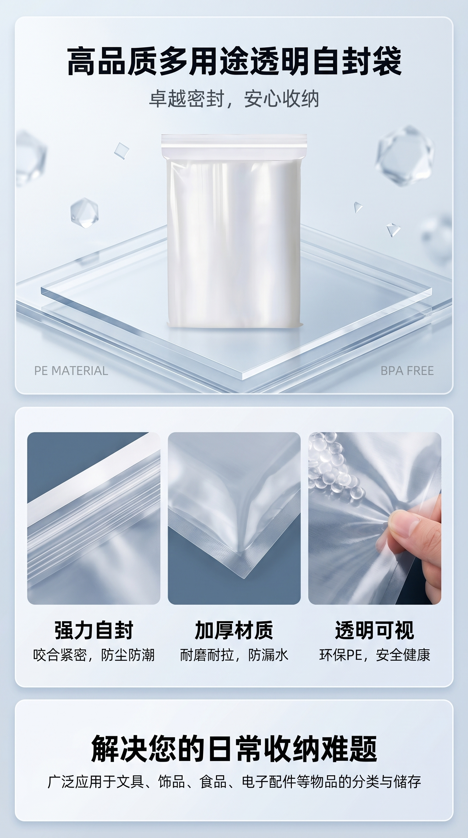 pe封口袋透明保鲜密封收纳样品袋塑料产品包装袋PE自封袋详情1