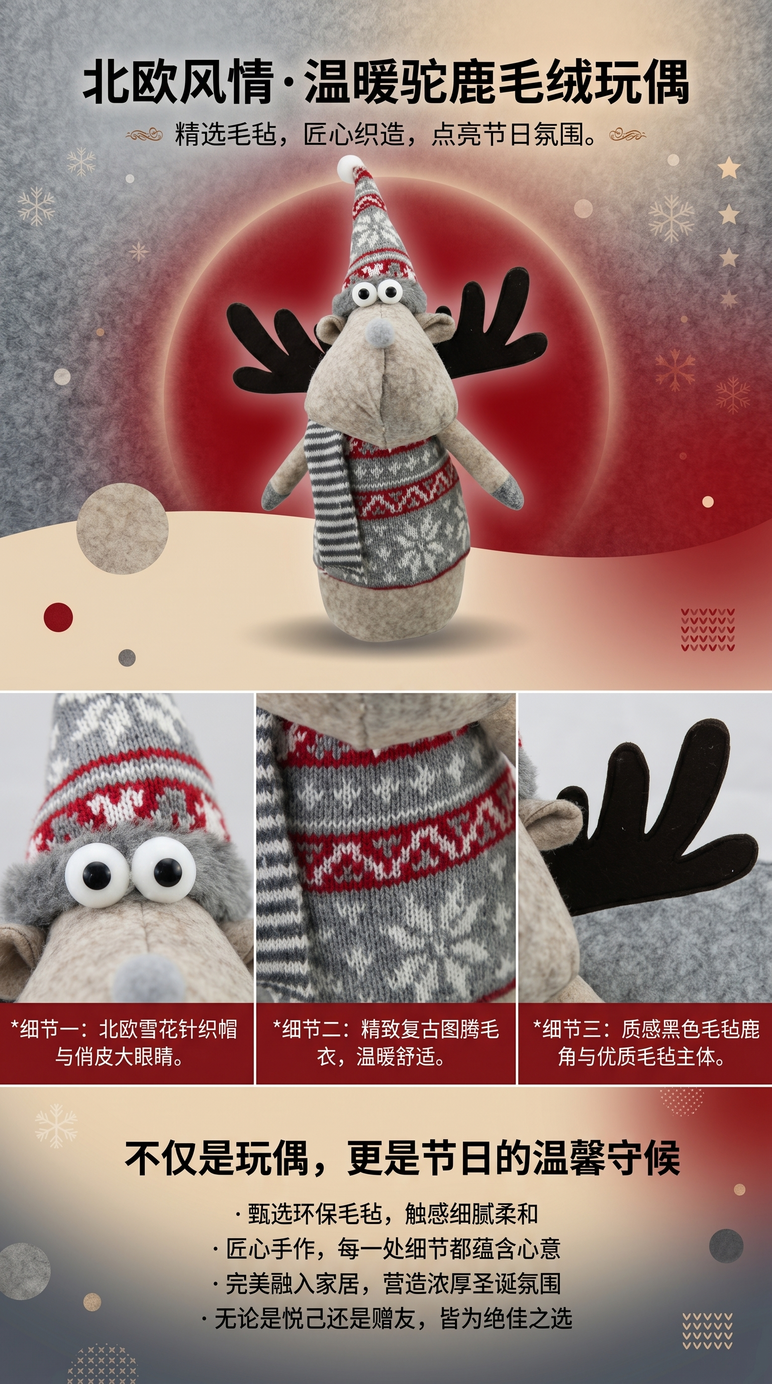 多款圣诞节站姿伸缩公仔 酒店橱窗圣诞雪人麋鹿娃娃玩偶装饰摆件详情1