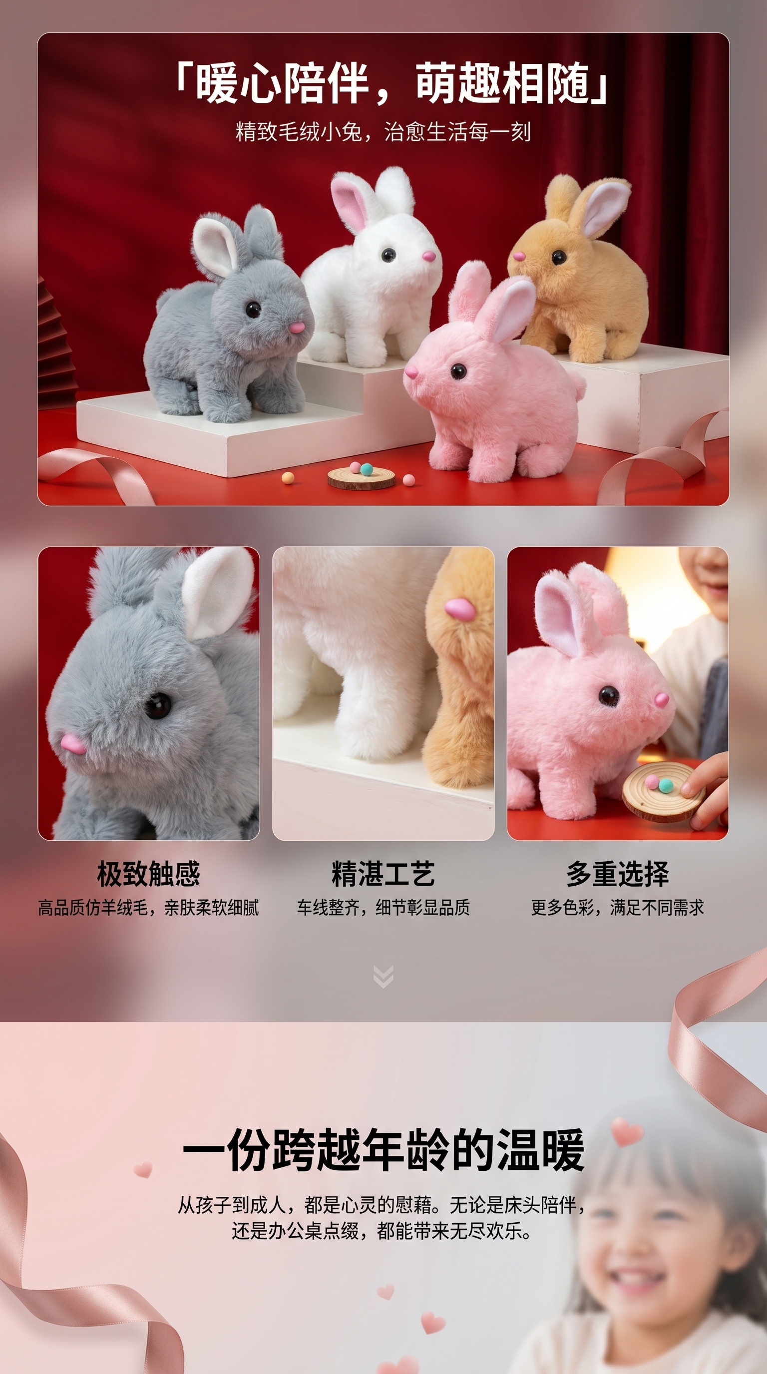 毛绒玩具兔子可爱抱枕布娃娃毛绒公仔 plush玩偶详情1