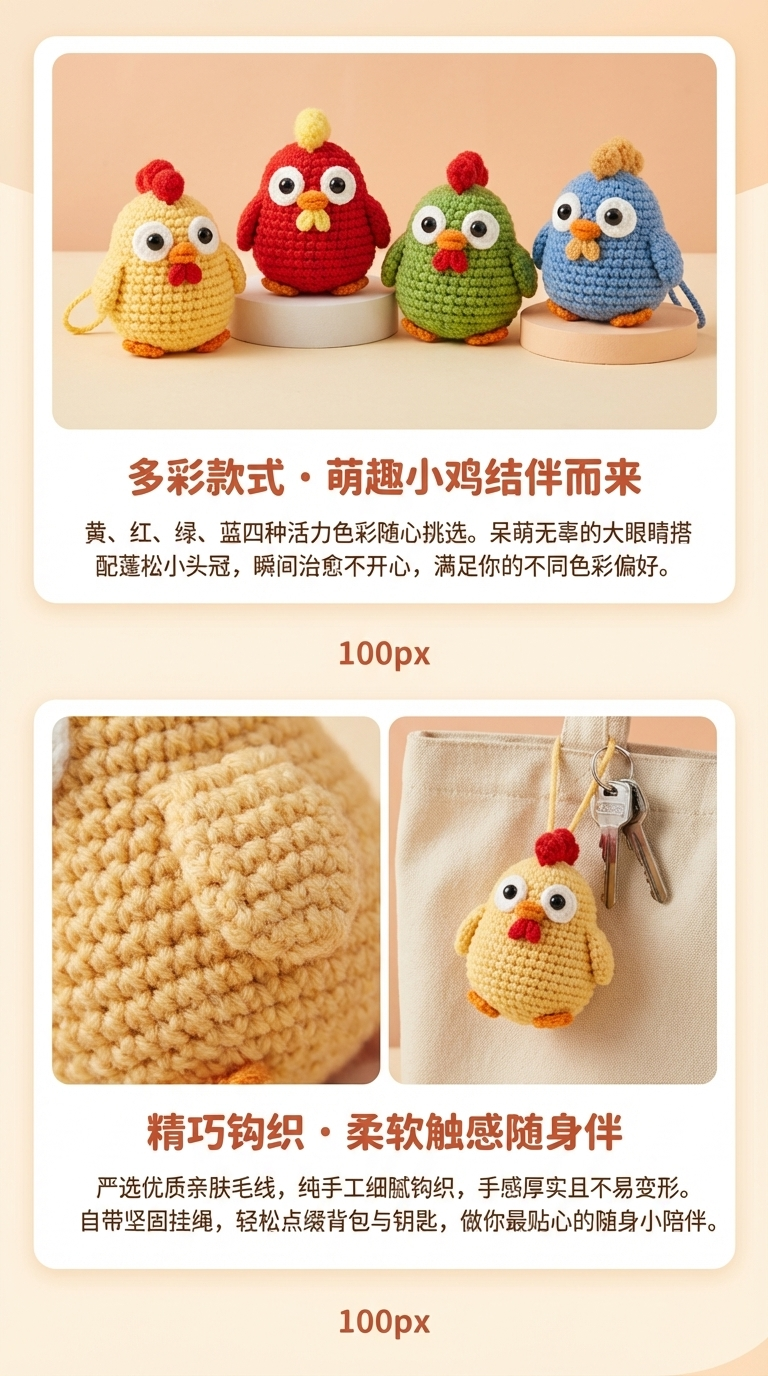 手工编织小丑菜鸡毛绒玩偶挂件包包配件钥匙扣毛线钩织公仔搞怪详情2