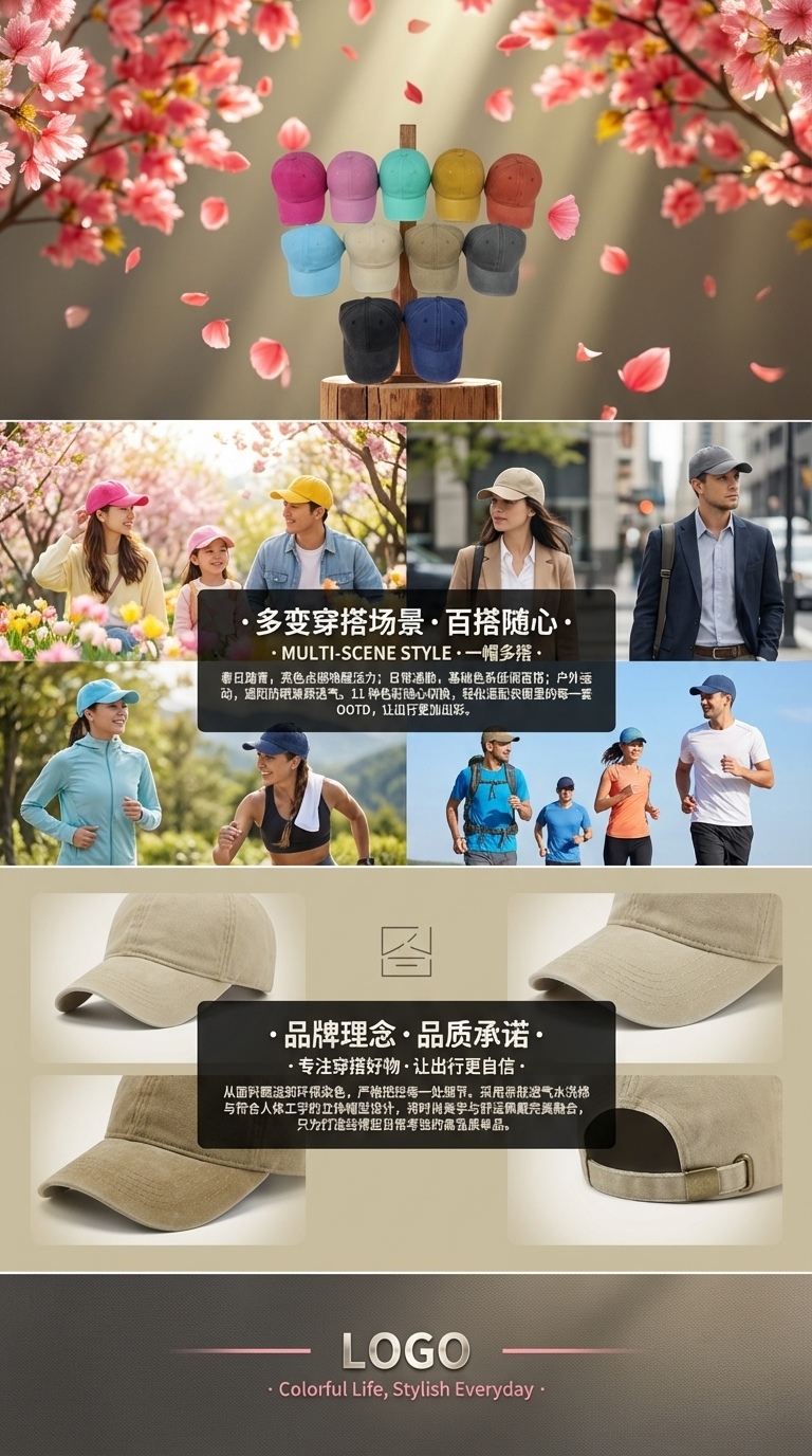 Xinluodan Hat Industry's cross-border washable, aged, lettered baseball cap is a trendy and stylish style for men and a sunshade baseball cap for women pic 3