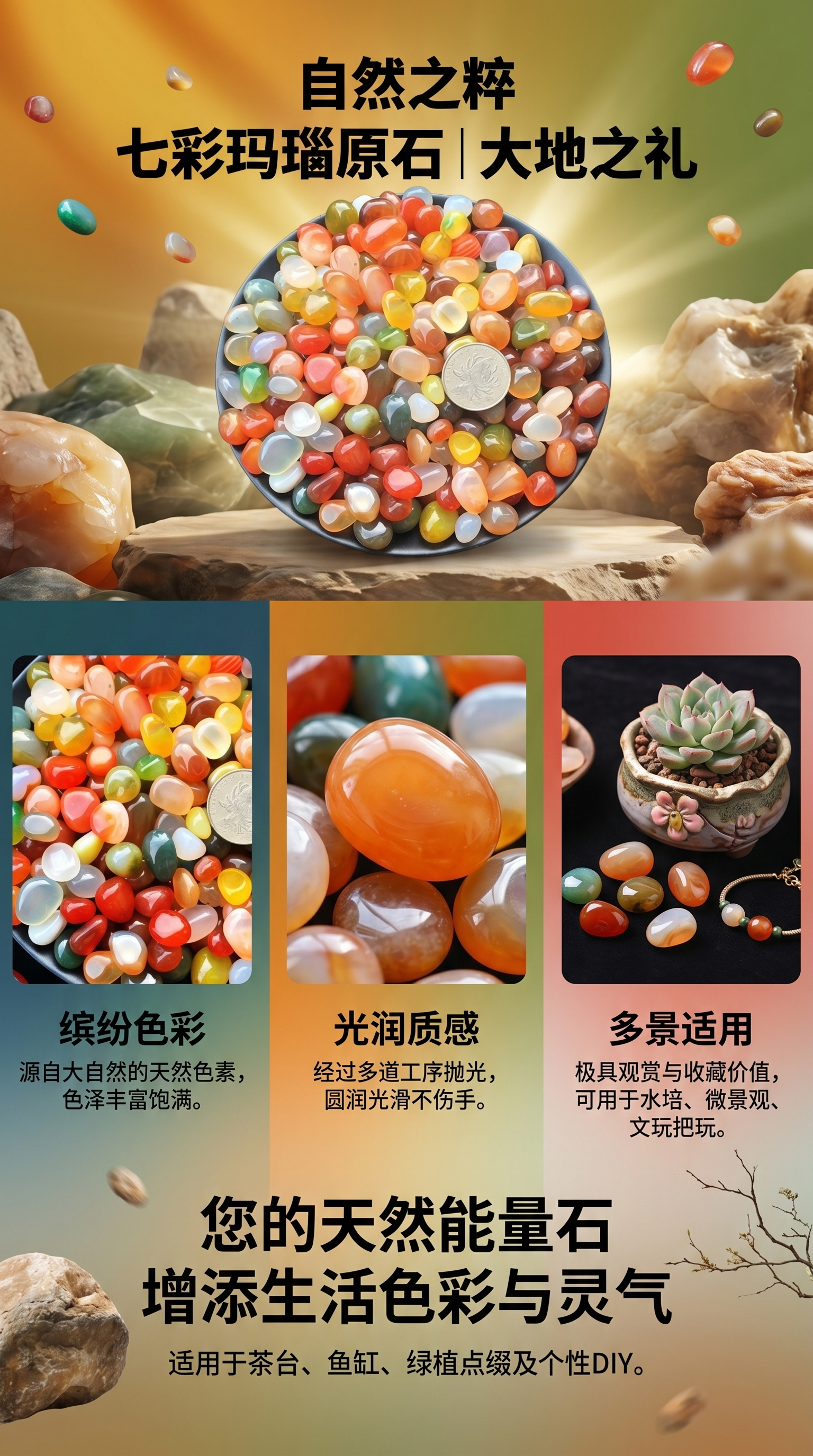 彩色鹅卵石天然石材园艺铺路景观装饰用多色混装详情1