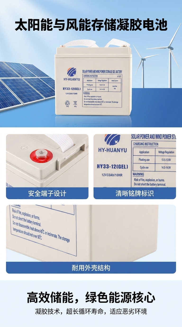 太阳能胶体电池深循环蓄电池UPS BATTERY12V33AH GEL详情1