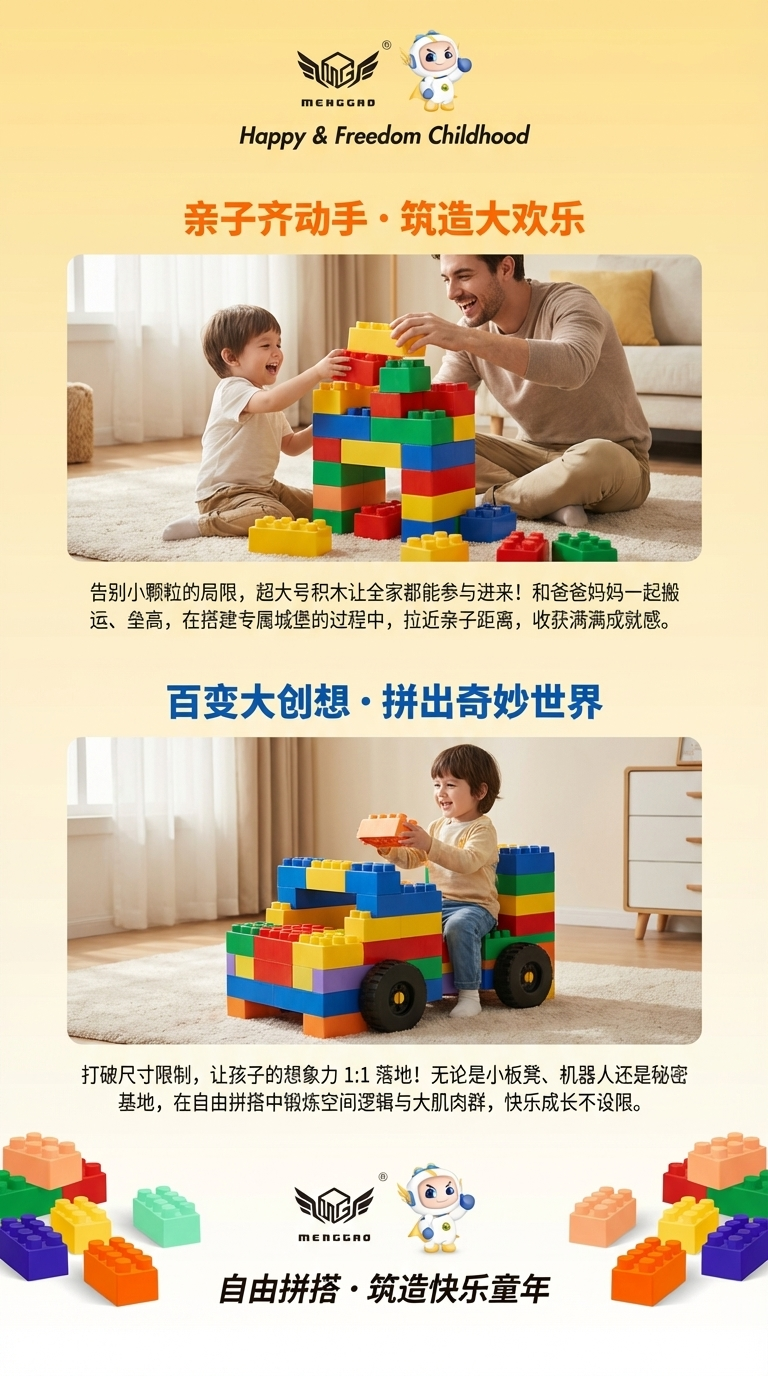 外贸儿童益智玩具特大号积木DIY搭建拼装玩具批发超大颗粒积木详情3