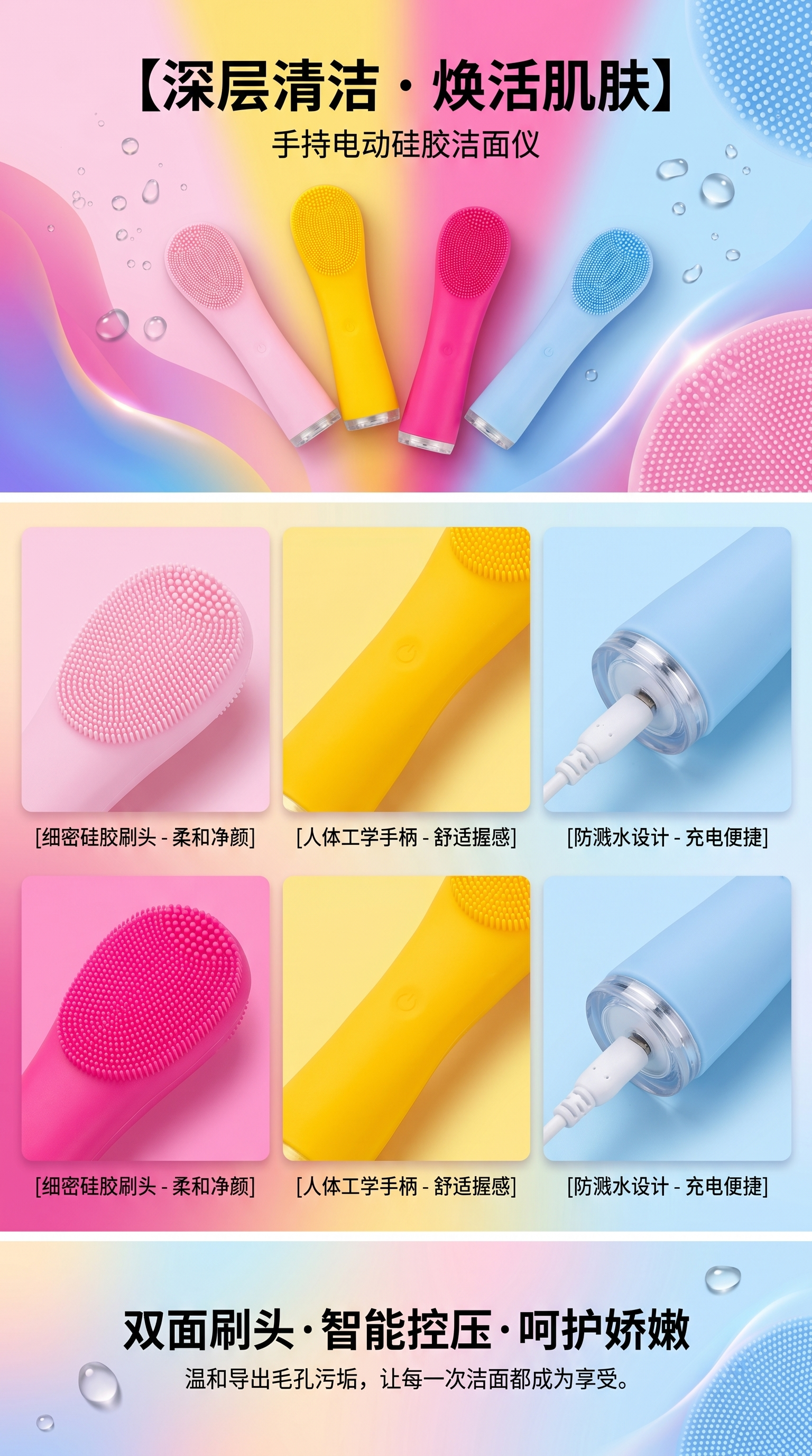 手持电动洁面刷便携式清洁美容护肤刷子1200转详情1