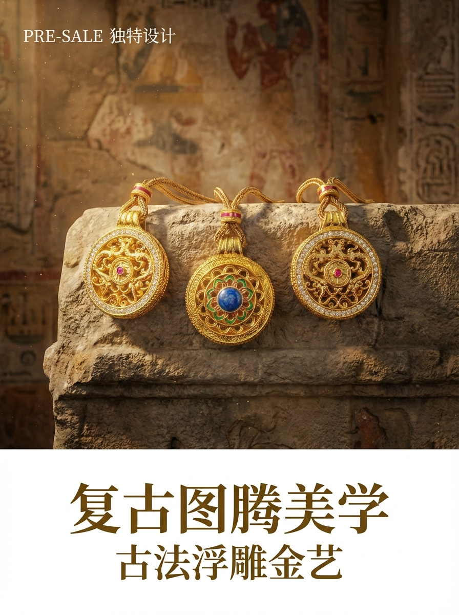 Gold gold-encrusted silver moissanite inlaid pendant, hand-carved and hollowed-out dragon pattern Thangka jewelry, silver accessory for women pic 2