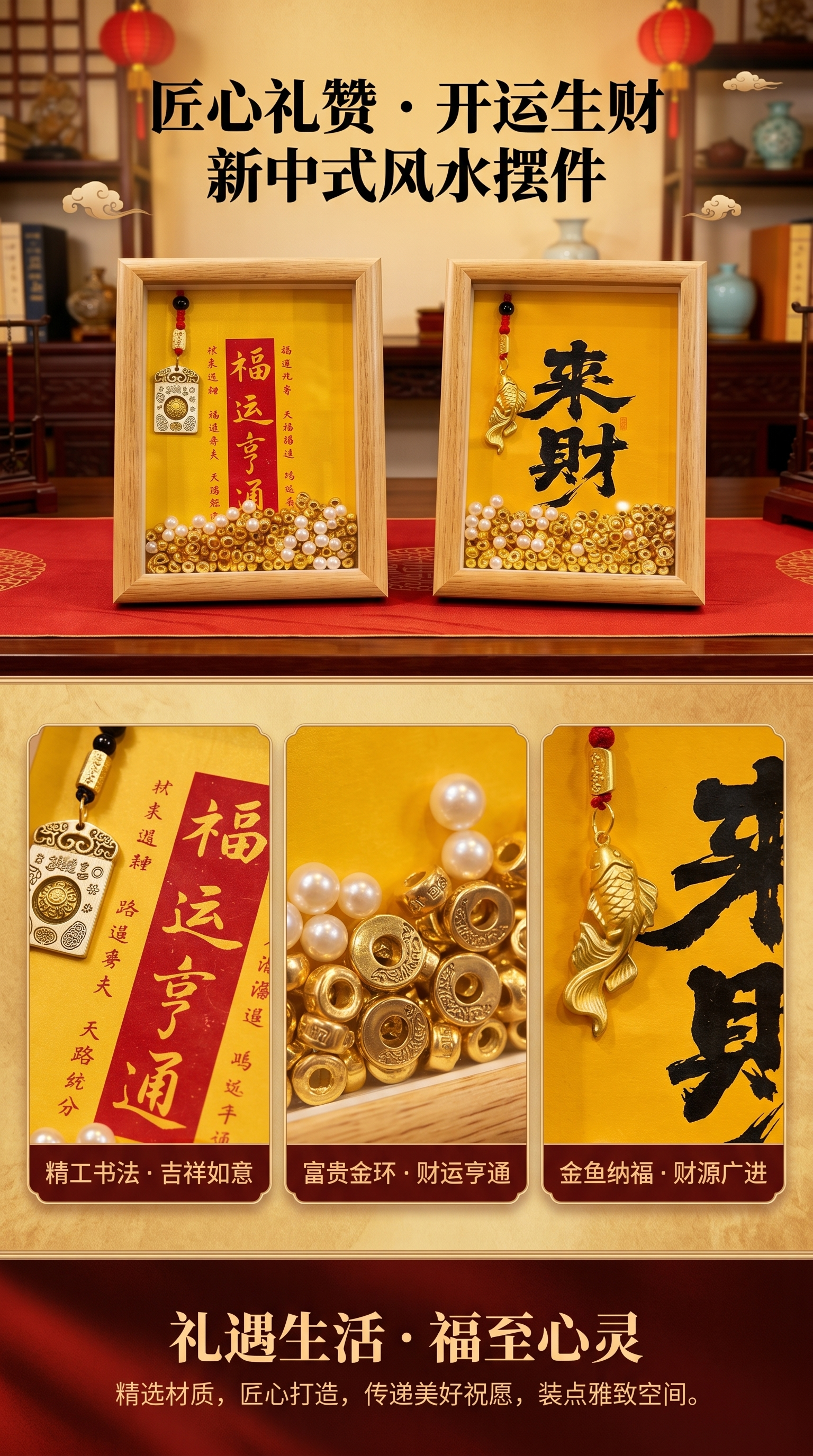 福运亨通来财主题摆件装饰画家居装饰摆件艺术画招财猫周边详情1
