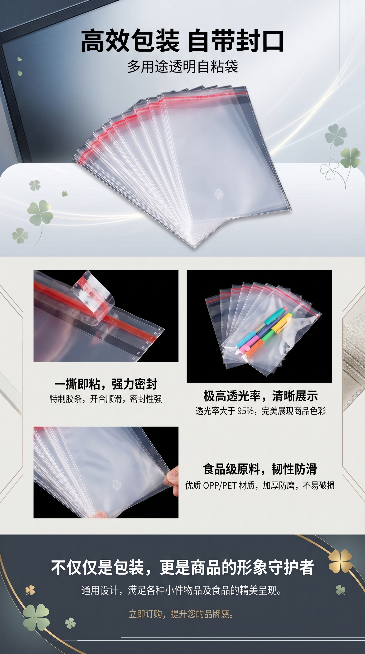 Thickened transparent plastic bag, tear-resistant, food-grade sealed preservation bag, large household storage bag 141748277 pic 1