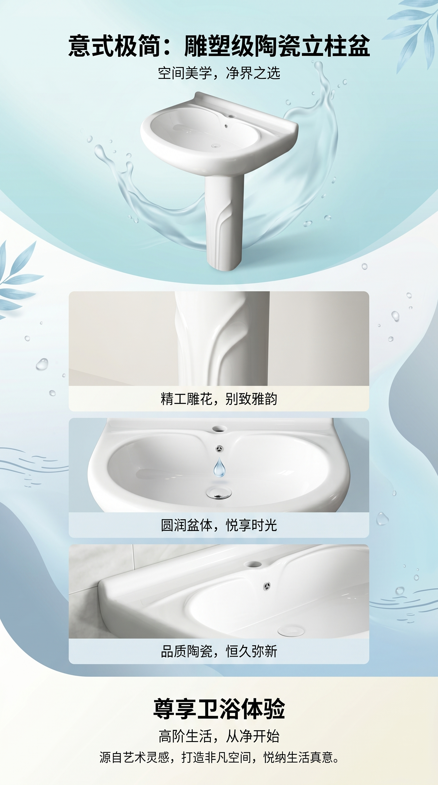 白色陶瓷洗手盆 家用台下盆简约现代浴室面盆详情1