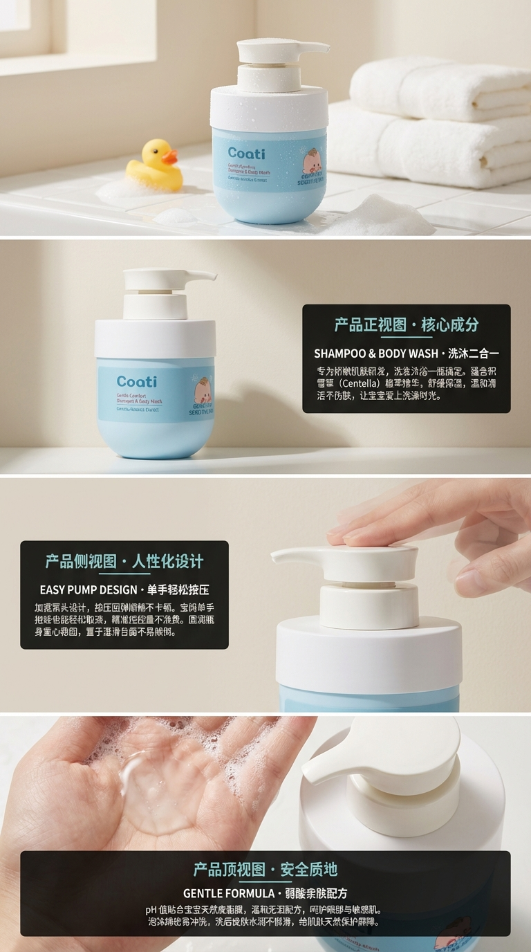 Coati Gentle Comfort Shampoo & Body 婴儿洗发沐浴露儿童洗护 沙棘果洗发水沐浴露二合一详情2