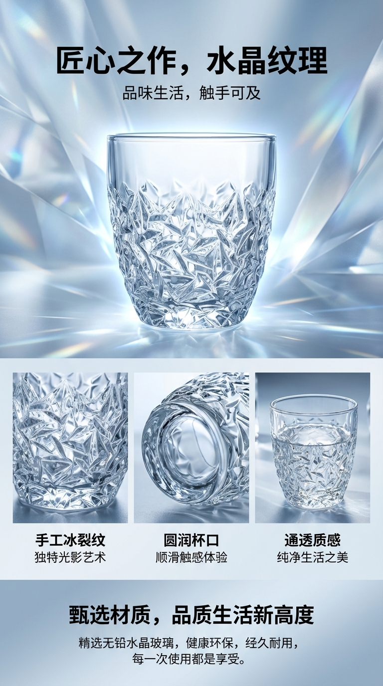 High-end double-layer glass crystal tea cup gift box with bow design, heat-resistant transparent glass cup for home and office use pic 1