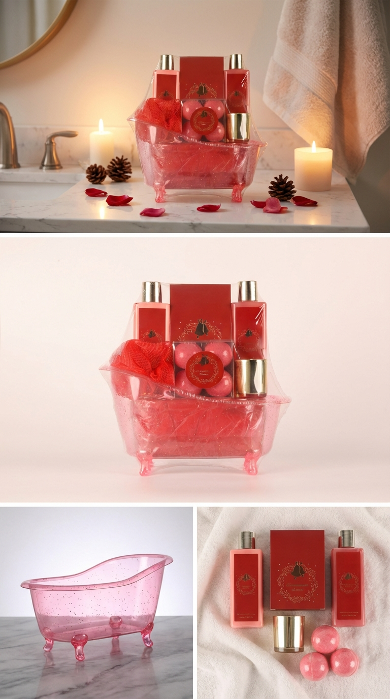 Six-piece bath products set, bathtub gift box set, bubble body wash, body lotion, bath ball, scented candle, explosive salt, classic Spa set, Christmas gift, bath gift set pic 2