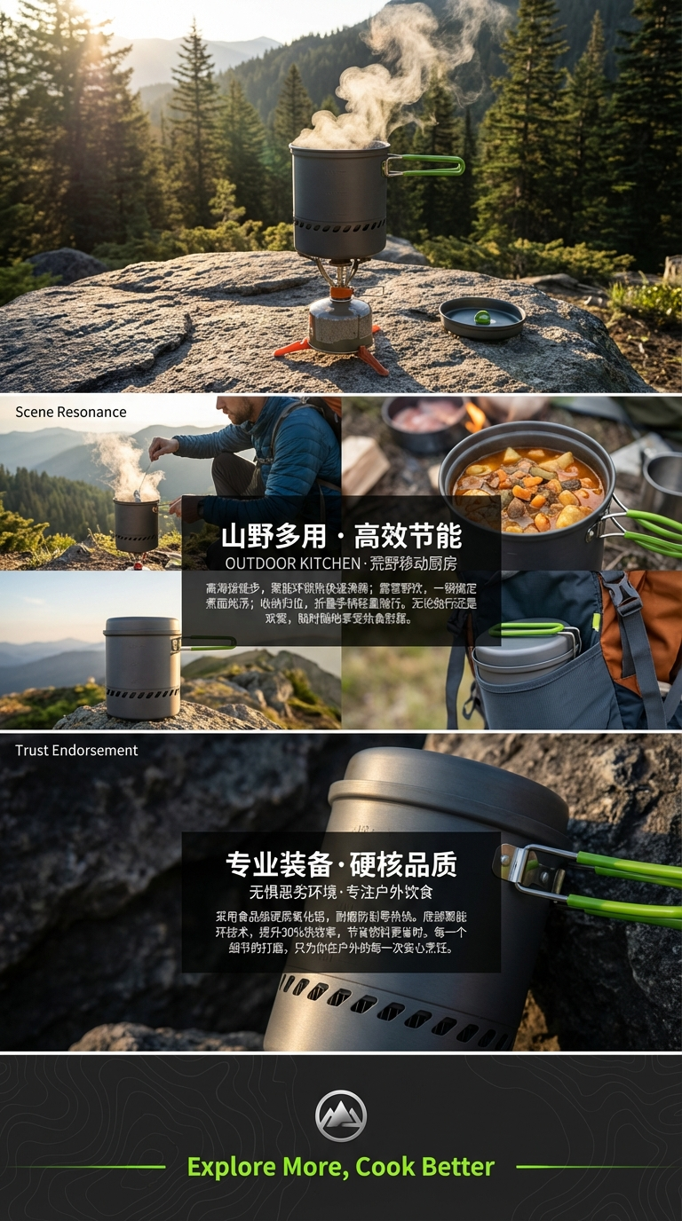 1.7L集热套锅   户外野营 大容量收纳 高效率户外专用 可折叠方便详情3