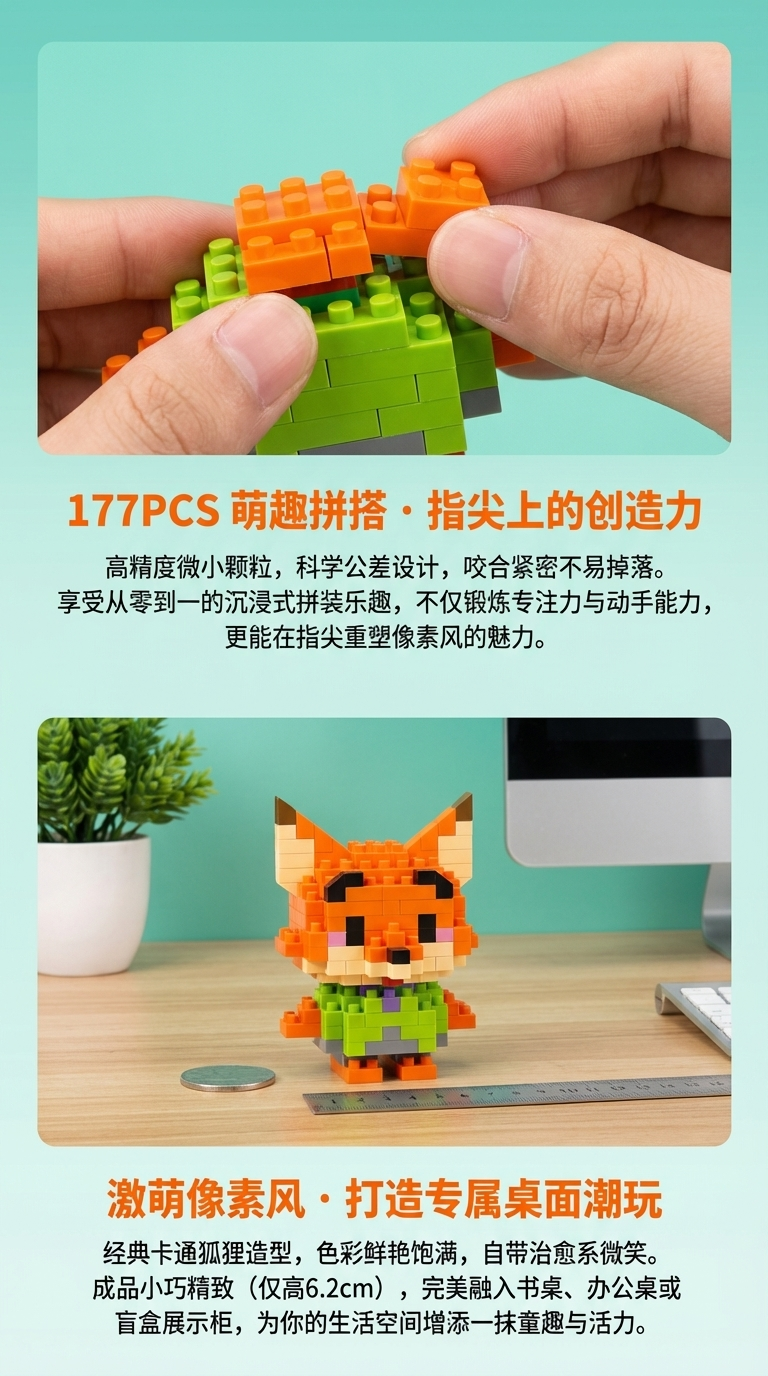 兼容乐高积木卡通公仔儿童益智拼装地摊盲盒玩具批发小飞象详情2
