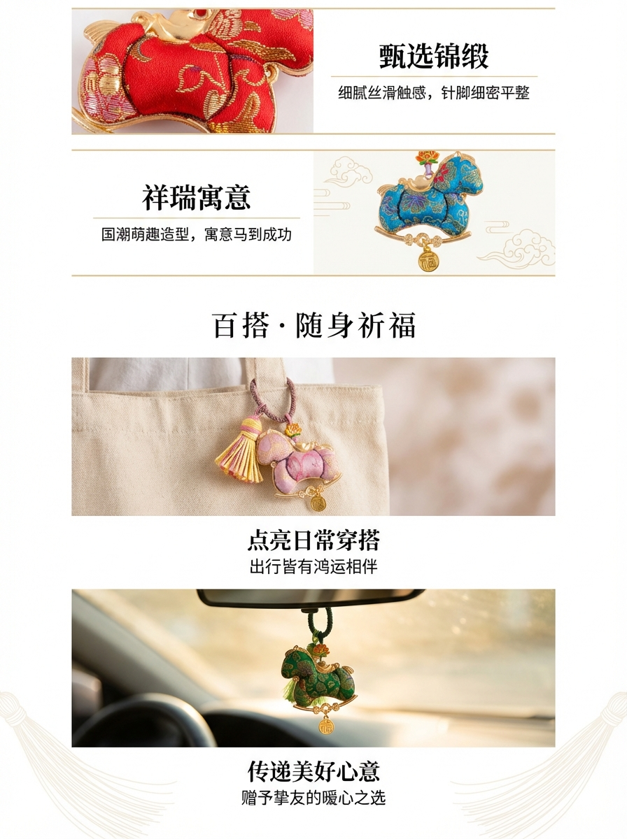 The keychain of Song Jincai, a new Chinese-style intangible cultural heritage of the Year of the Horse, must be hung on a car. The minimum order quantity is one. pic 3