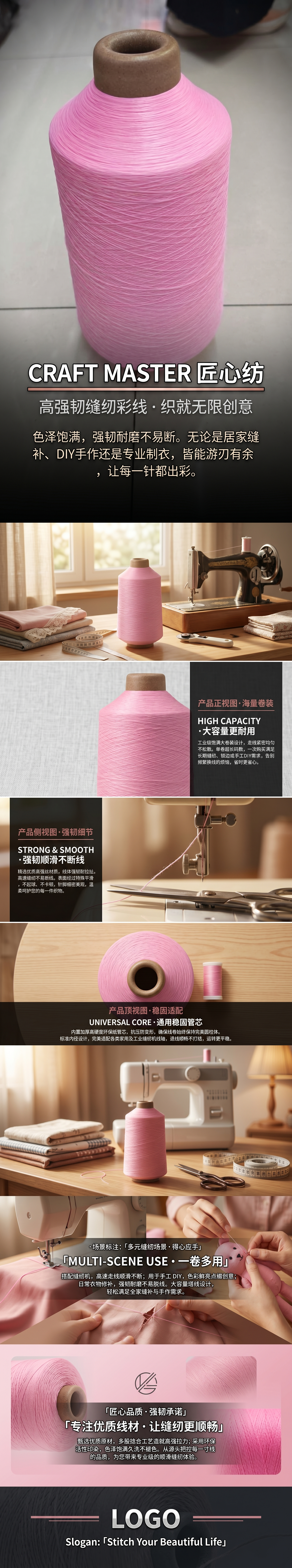 粉色线轴 缝纫机配件 缝纫线绕线器 手工DIY绕线工具详情1