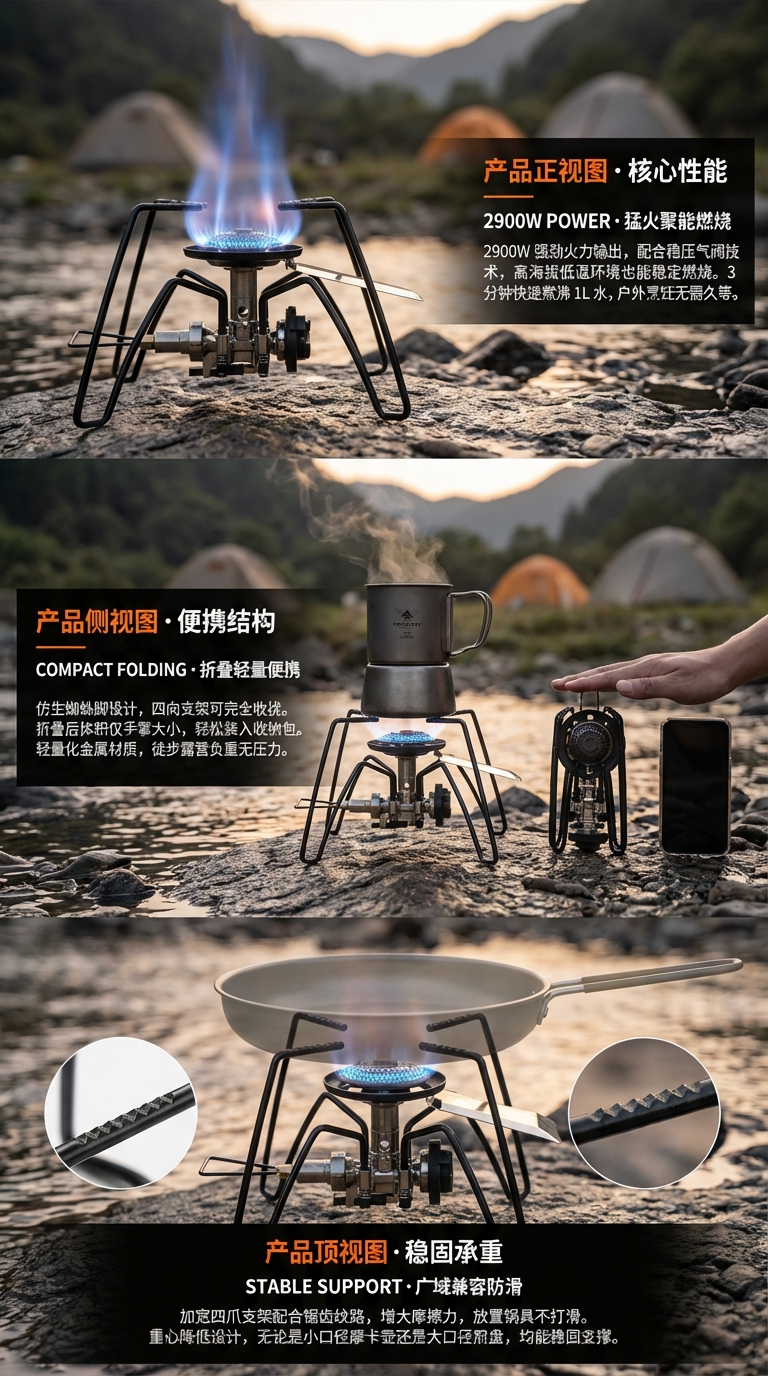 蜘蛛炉SOTO平替黑蜘蛛折叠卡式炉野营餐具露营厨具户外用品st-310详情2