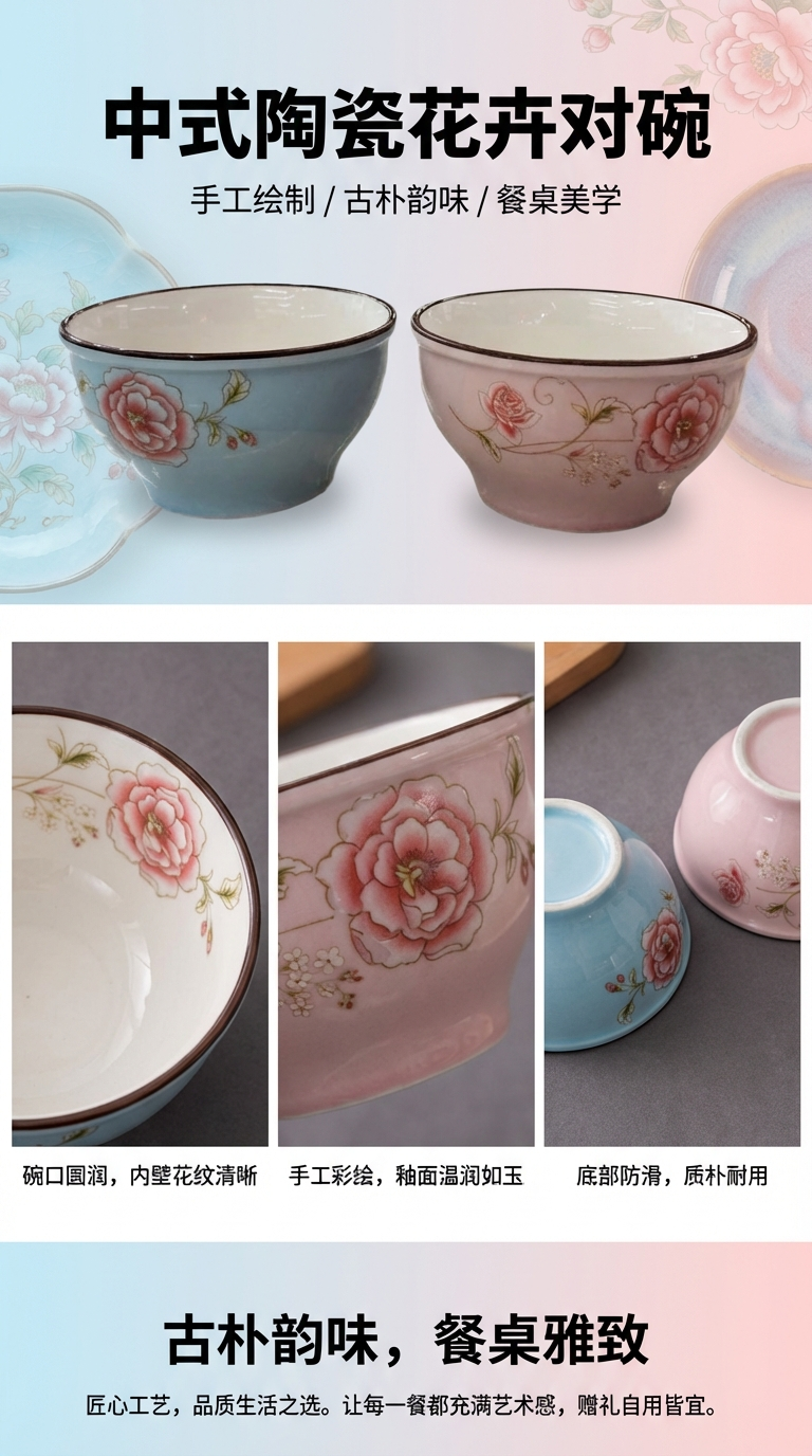 密胺碗陶瓷碗盘餐具套装家用厨房碗碟详情1